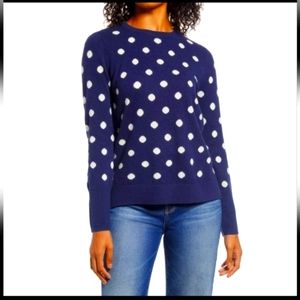 BRAND NEW W/TAGS Nordstrom Brand Halogen Polka-dot Cashmere Crewneck Sweater